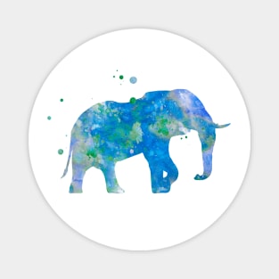 Blue and Green Elephant Watercolor Painting Magnet